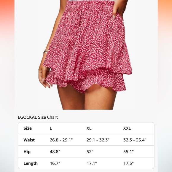 NWT EGOCKAL Floral Ruffle Hem Skort - Picture 7 of 7
